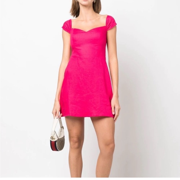 Reformation Gavina Linen Dress - deep magenta - Picture 1 of 7